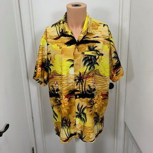 RIMA Men's Terivoile Hawaiian Button Palms Shirt